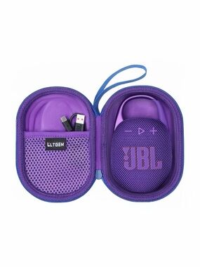 JBL Clip 5 Portable Bluetooth Speaker with Matching Protective Case in Purple